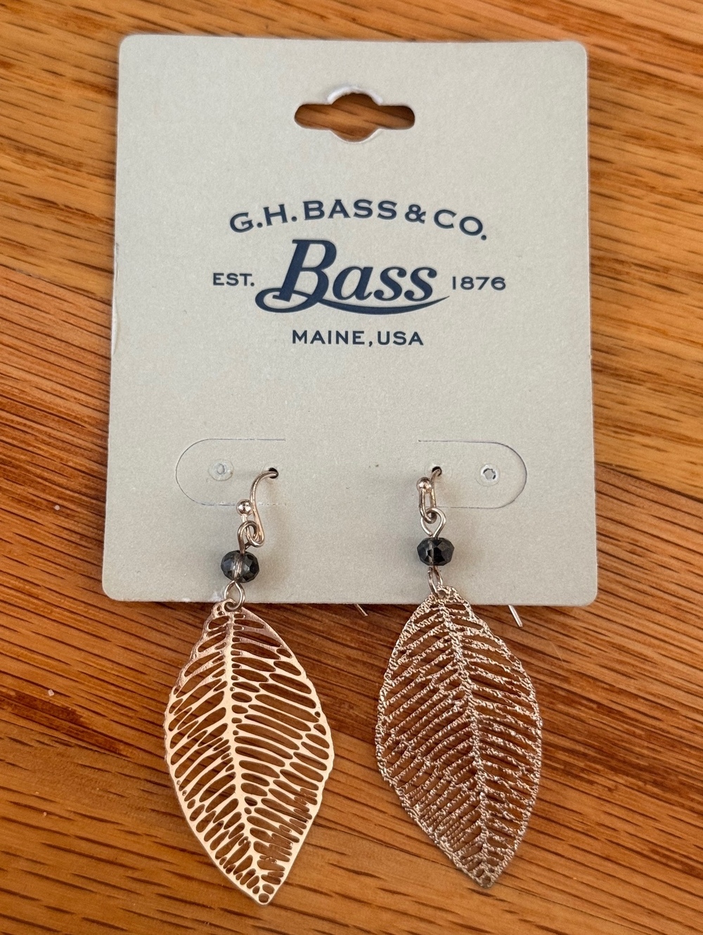 G.H. Bass Rose Gold Leaf Drop Earrings